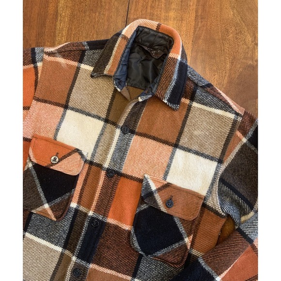 J. C. Penney Other - Vintage Penneys TownCraft Button Up Flannel Jacket Mens S Brown Plaid CPO 60s 70